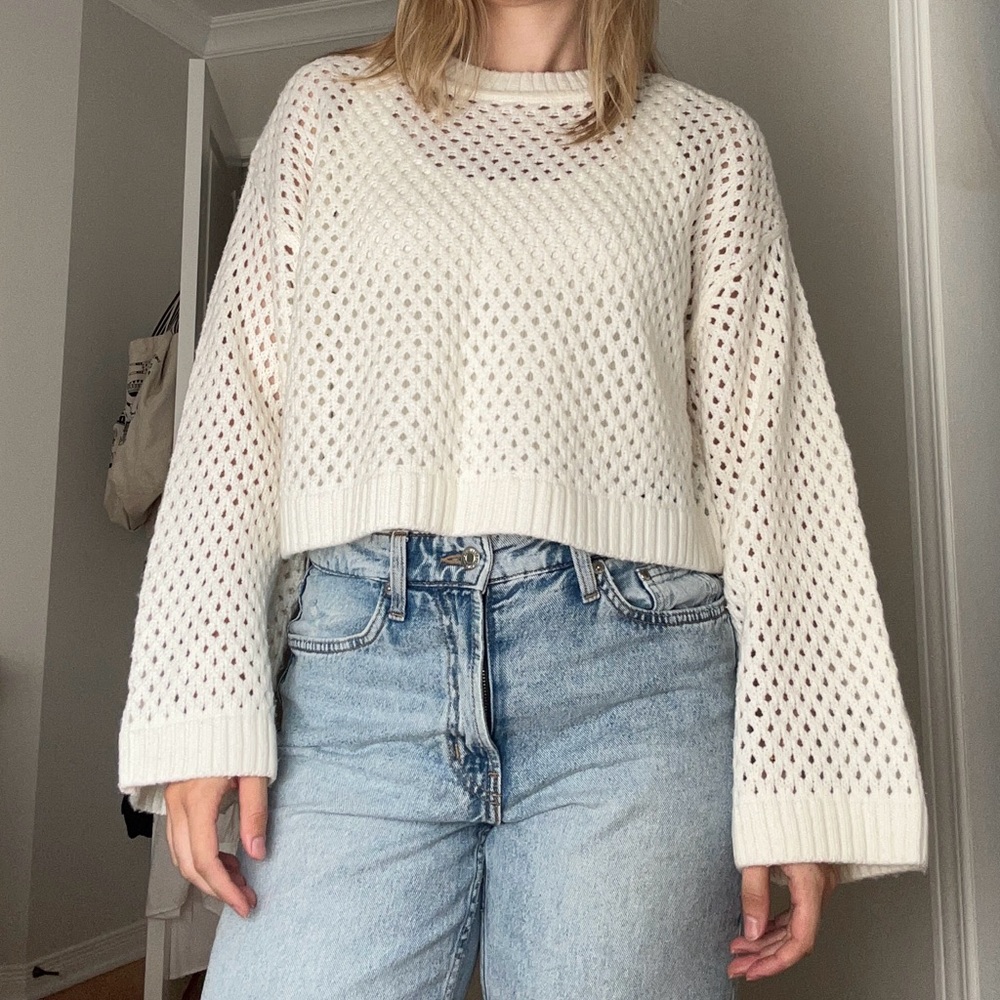 H&M Cream Knit Crew Neck Sweater